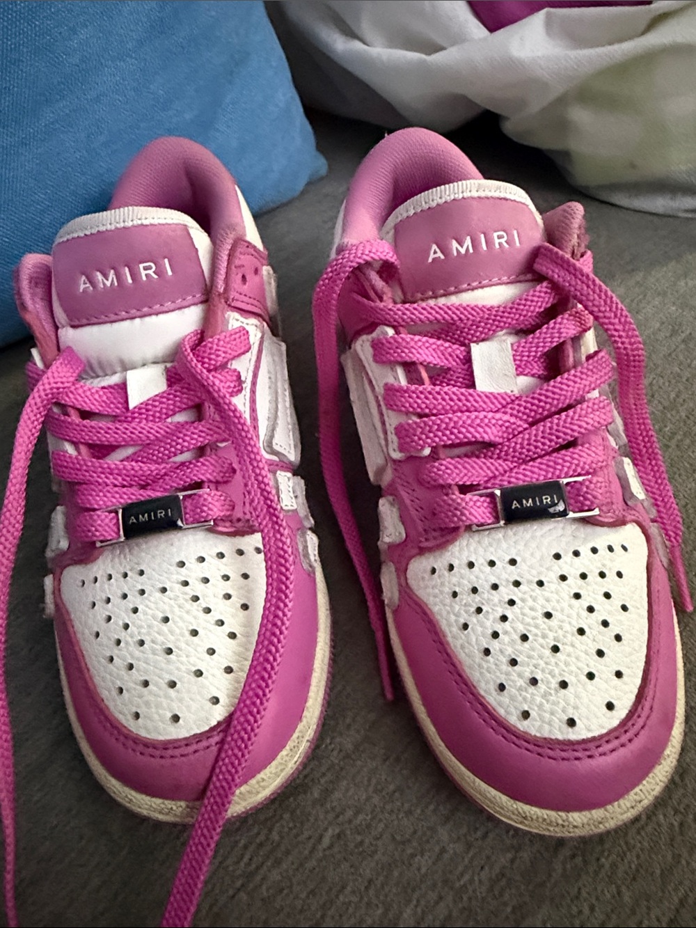 AMIRI Pink and White Kids Low-Top Sneakers